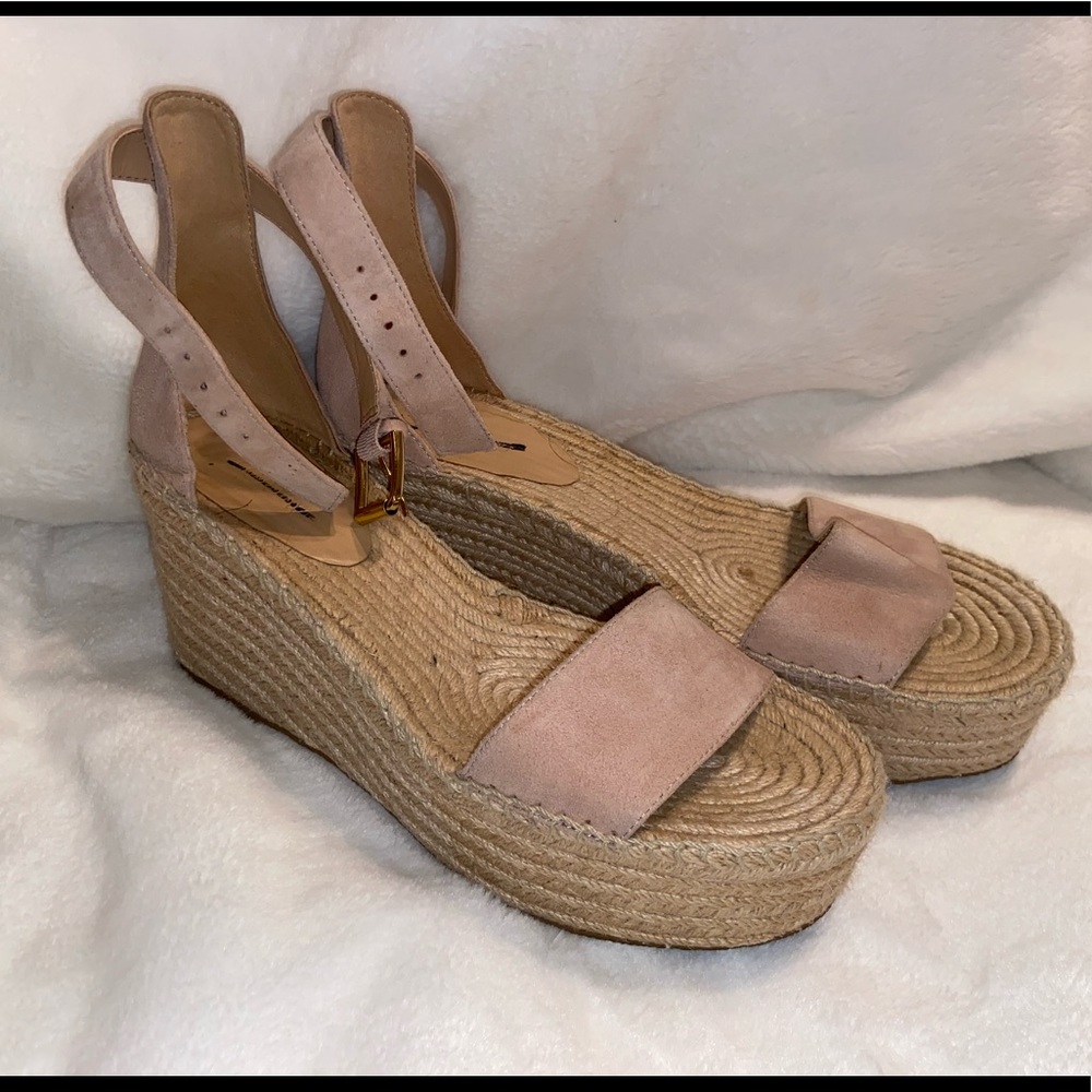 JCrew woven pink wedges
